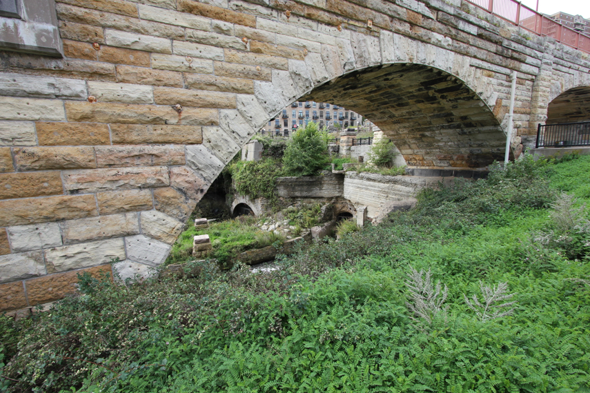 Mill Ruins Park through the Stone Arch Bridge