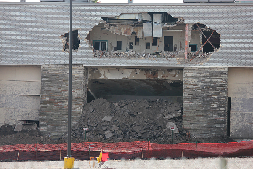 Demolition begins on the Terrace Theatre in Robbinsdale, Minnesota
