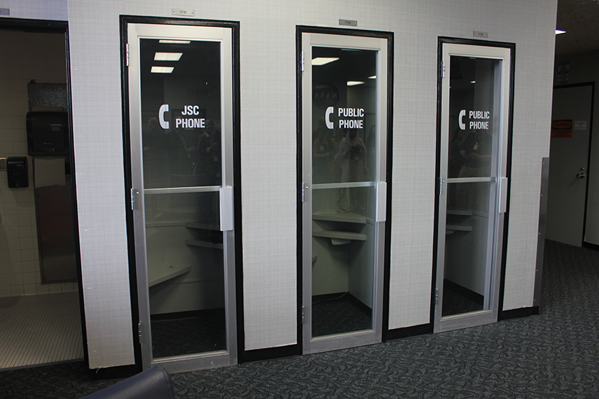Historic phone booths at Mission Control Center