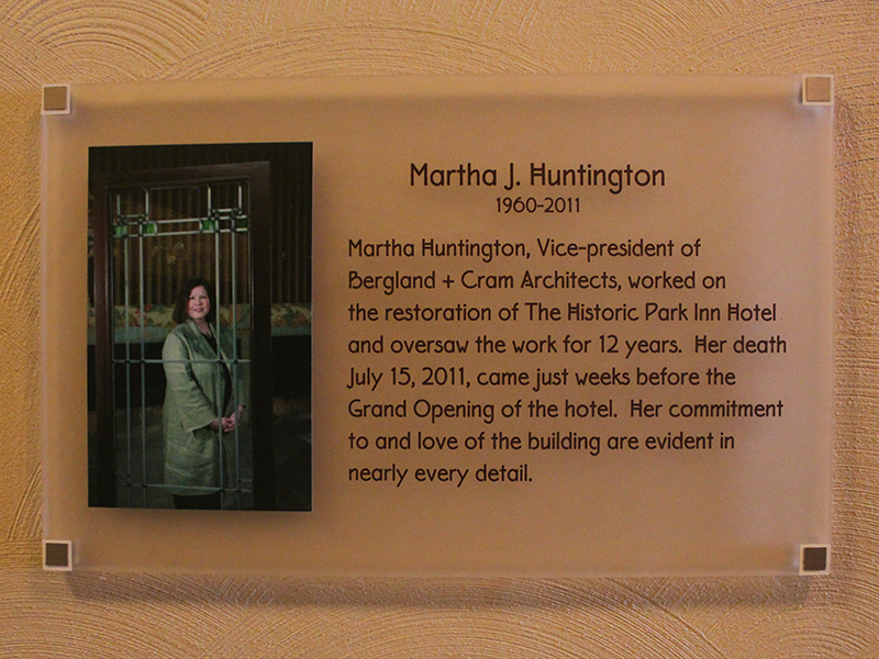 Martha Huntington memorial plaque